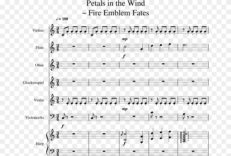 Petals In The Wind Fire Emblem Fates Sheet Music Sad Man With A Box Sheet Music, Gray Free Png Download