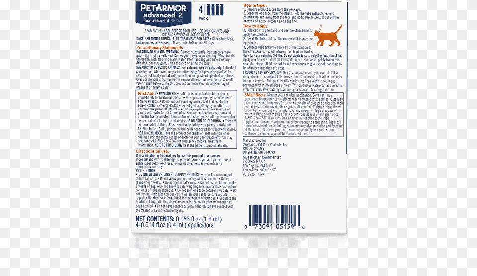 Petarmor Advanced 2 Flea Treatment For Medium Cats Animal, Page, Text, Advertisement, Poster Free Transparent Png