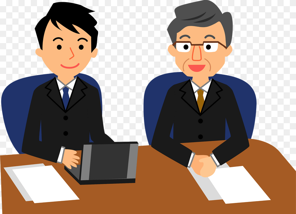 Pete And Calvin Business Men Are Meeting Clipart, Person, Conversation, Interview, Adult Free Png