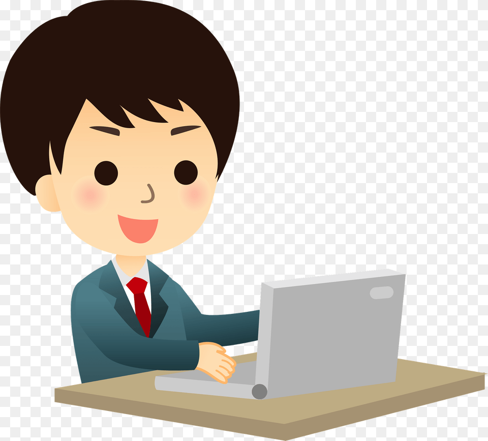 Pete Businessman Is Working On His Laptop Computer Clipart, Electronics, Pc, Baby, Person Free Transparent Png