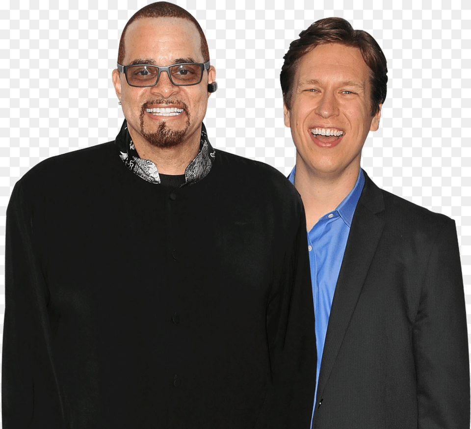 Pete Holmes Talks To Sinbad About Getting Started Sinbad Redfox, Suit, Smile, Person, People Png Image