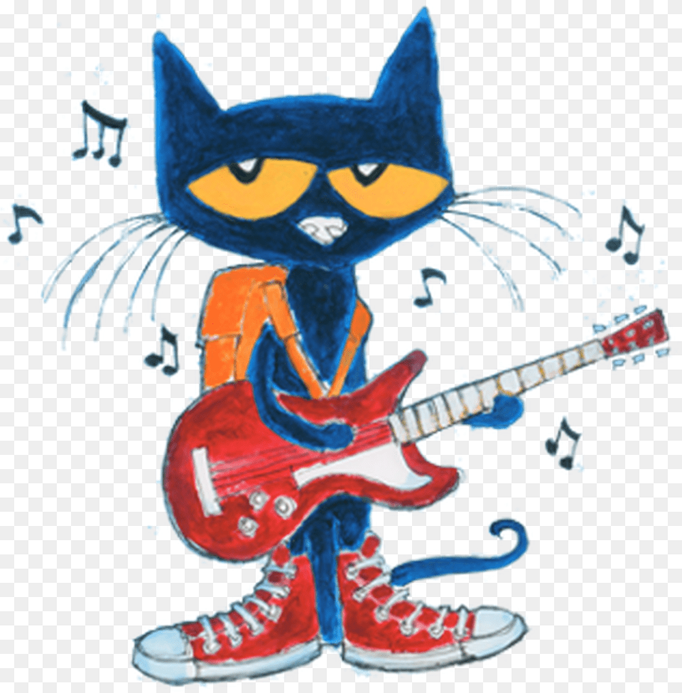 Pete Main Banner Clipart Of The Cat To Clip Art Pete The Cat Rocking In My School Shoes, Guitar, Musical Instrument, Baby, Person Png