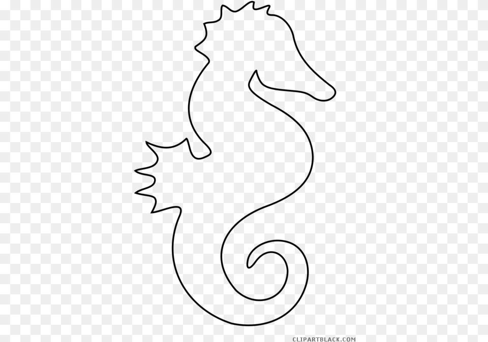 Pete The Cat Black And White Transpa Library Seahorse Outline, Gray Free Png Download