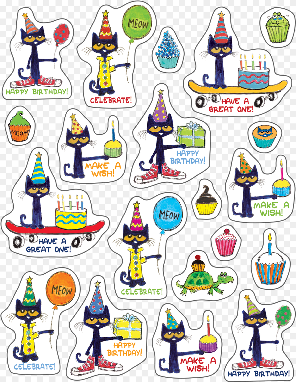 Pete The Cat Happy Birthday Stickers Amazon Happy Birthday Stickers, Sticker, Turtle, Animal, Sea Life Png