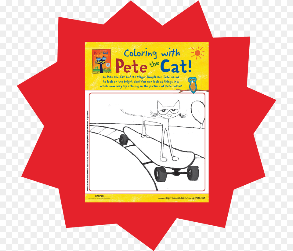 Pete The Cat Magic Sunglasses Coloring Page, Advertisement, Poster, Plant, Grass Free Transparent Png