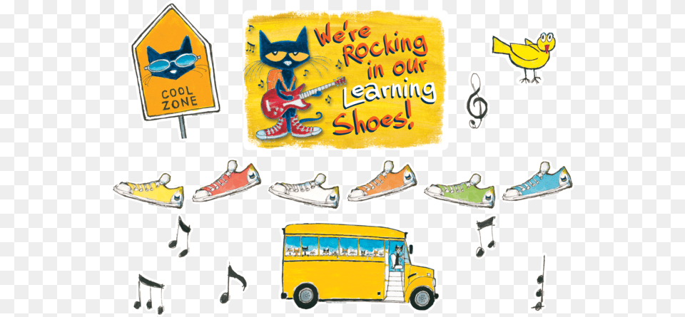 Pete The Cat We39re Rocking In Our Learning Shoes Bulletin Bulletin Board Shapes Sneaker, Sticker, Clothing, Shoe, Footwear Png