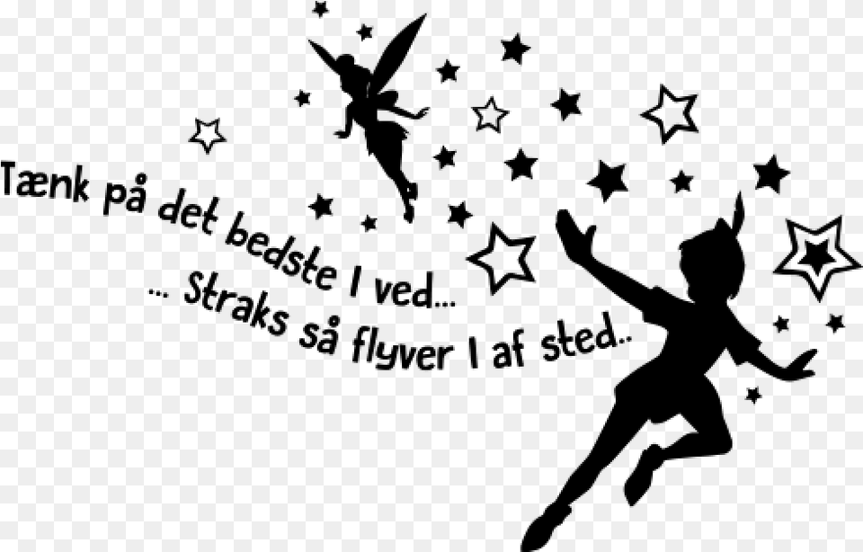 Peter Pan And Tinkerbell Silhouette, Gray Free Png Download