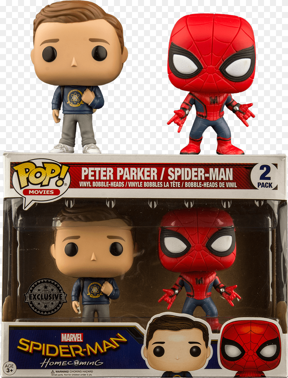 Peter Parker And Spider Man Funko Pop Vinyl 2 Pack Funko Pop Spiderman Peter Parker, Baby, Person, Face, Head Png
