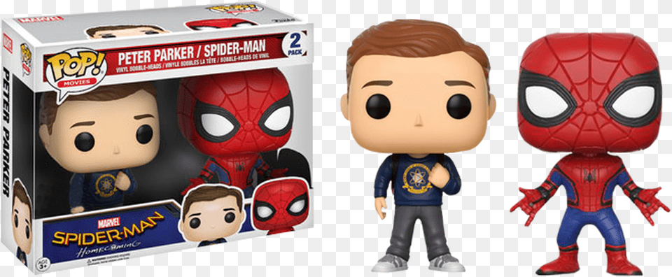 Peter Parker And Spider Man Us Exclusive Pop Vinyl Funko Pop Spiderman Homecoming, Baby, Person, Face, Head Png