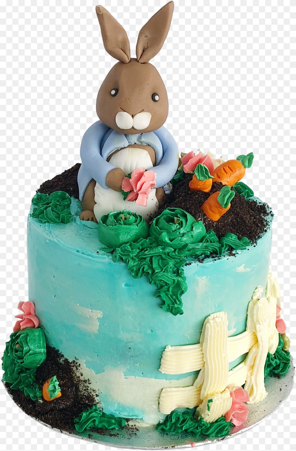 Peter Rabbit Cake Happy Birthday Cake Rabbit, Birthday Cake, Cream, Dessert, Food Free Transparent Png