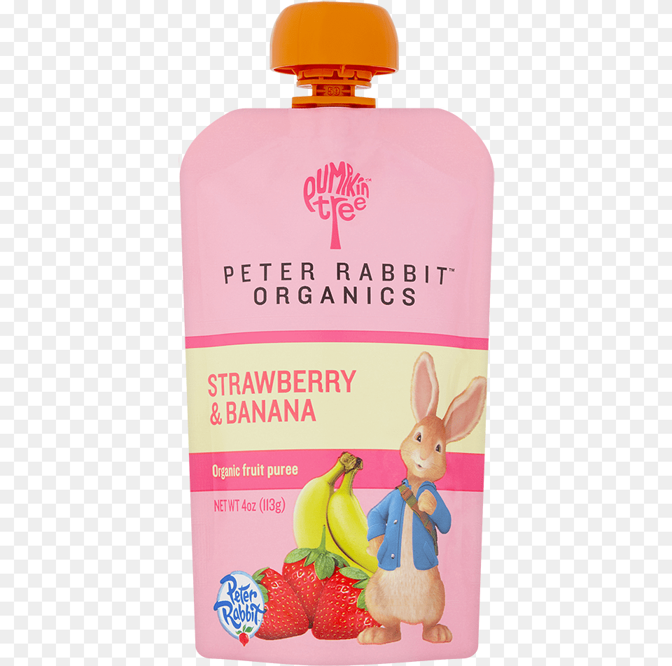 Peter Rabbit Organics Strawberry Amp Banana Fruit Puree Peter Rabbit Organics, Bottle, Food, Plant, Produce Free Png