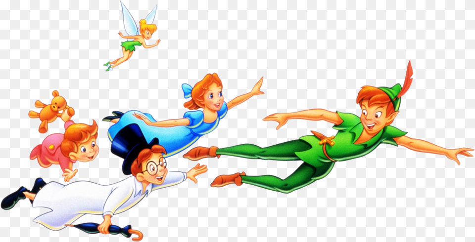 Peter Wendy Michael John And Tinkerbell Peter Pan And Tinkerbell, Baby, Person, Face, Head Free Png Download
