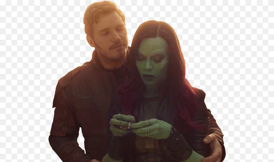 Peterquill Starlord Gamora Starmora Marvel Freetoedit Guardiani Della Galassia Peter E Gamora, Head, Person, Hand, Finger Free Png