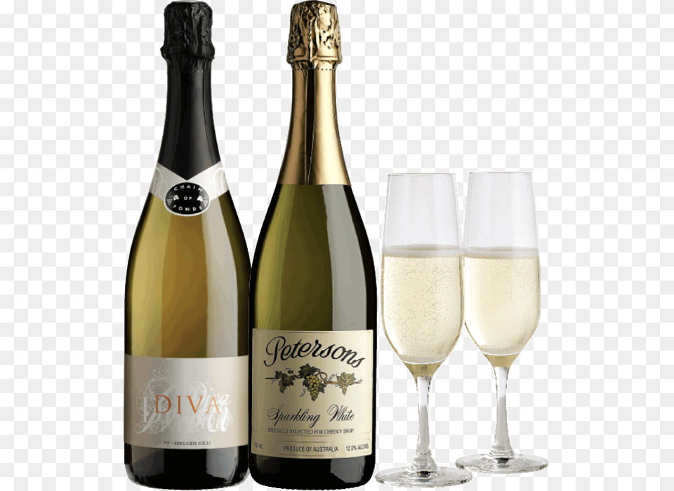 Petersons To Ponds Sparkling Gift Pack With Champagne Champagne Glasses And Bottle, Alcohol, Beverage, Liquor, Wine Png