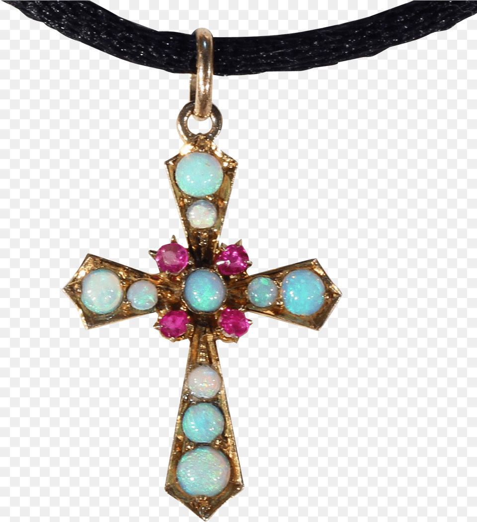 Petit Ruby Opal Gold Cross In Jeweled Clipart Full Size Locket, Accessories, Jewelry, Necklace, Gemstone Free Transparent Png
