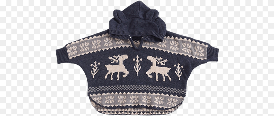 Petite Bello Christmas Deer Knitted Poncho Sweater, Clothing, Knitwear, Hoodie, Sweatshirt Free Png