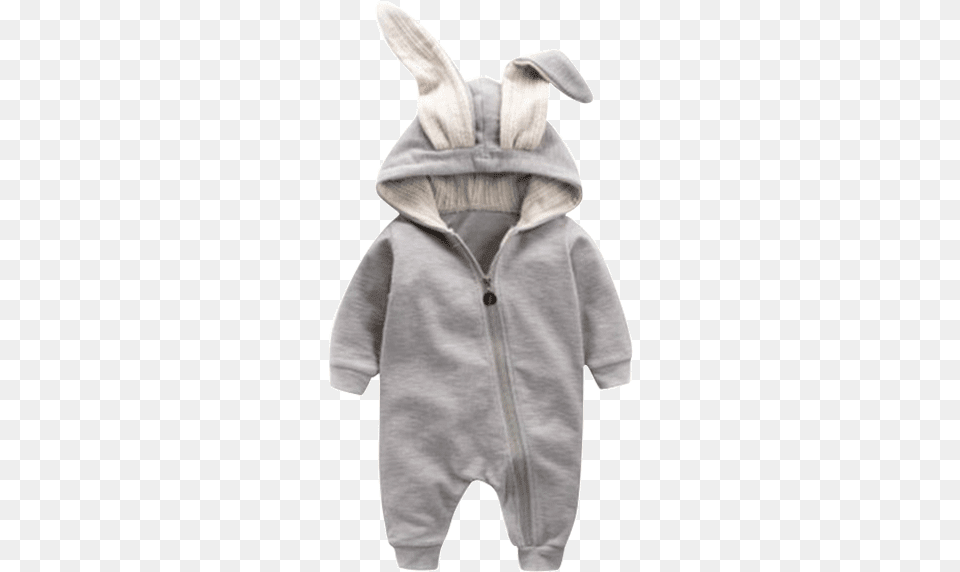 Petite Bello Romper Gray 3m Bunny Ear Hooded Romper Bunny Clothes For Babies, Clothing, Hood, Hoodie, Knitwear Free Png