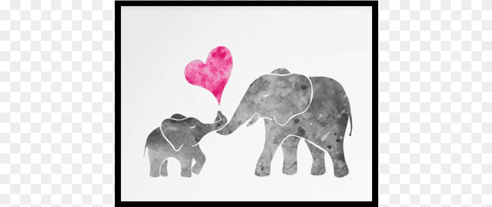 Petite Bello Wall Decor 10x12inch Noframe Elephant Mom And Baby Elephant Watercolor, Animal, Mammal, Wildlife, Heart Free Png