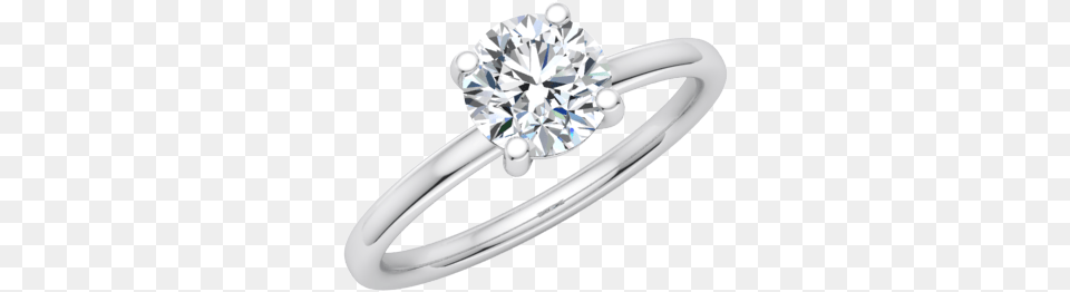 Petite Comfort Fit Solitaire Engagement Ring Solitaire Diamond Ring, Accessories, Gemstone, Jewelry, Silver Free Png Download