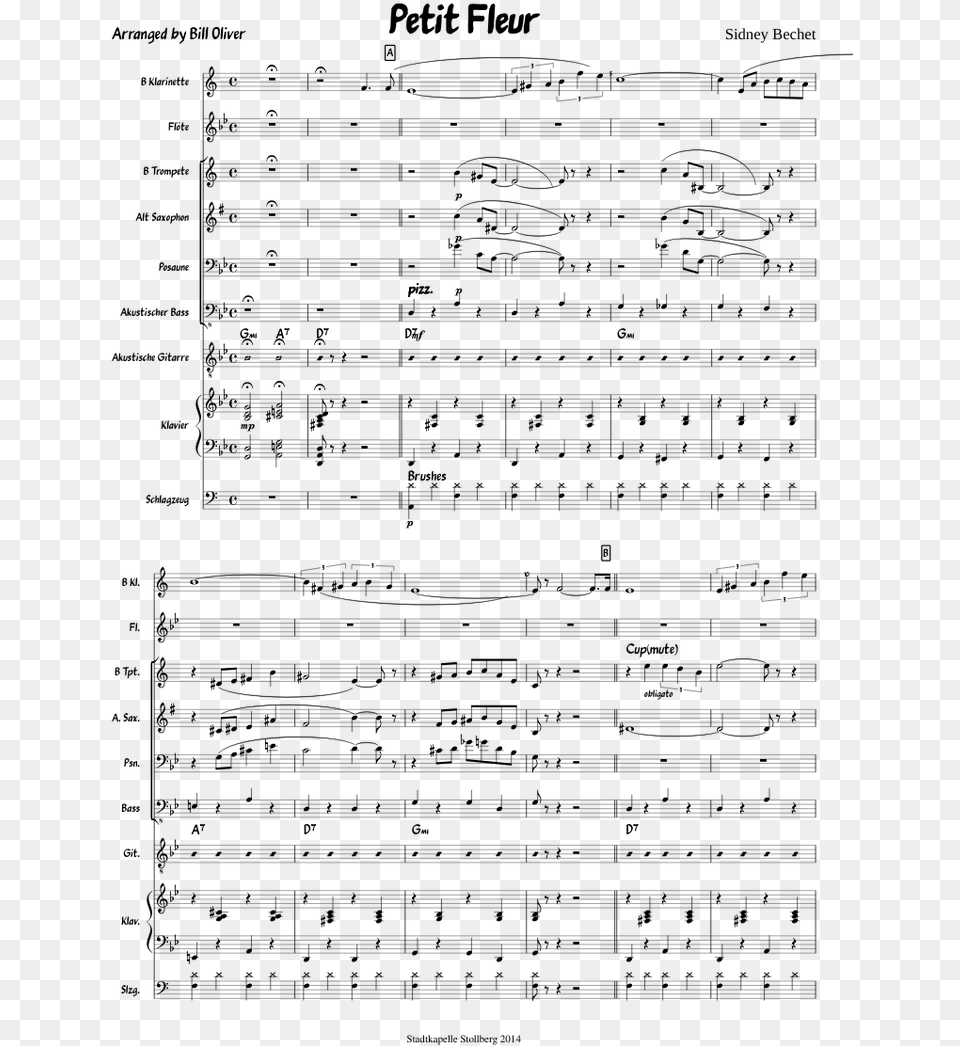 Petite Fleur Partitura Para Clarinete, Gray Free Transparent Png