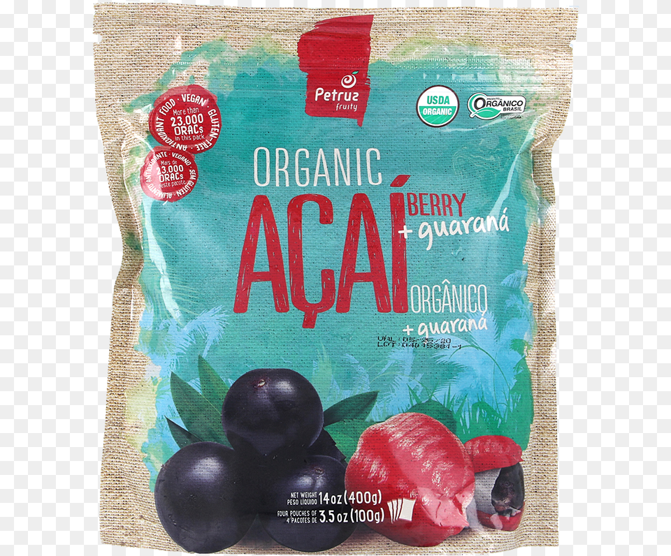 Petruz Frozen Organic Acai And Guarana Pulp Organic Acai Frozen, Food, Fruit, Plant, Produce Png