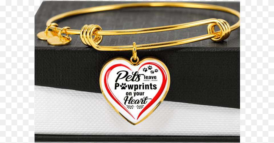Pets Leave Pawprints On Your Heart Bangle Bracelet, Accessories, Jewelry, Ornament, Gold Free Transparent Png