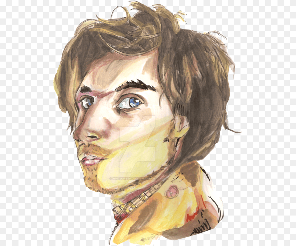 Pewdiepie Draw And Watercolor By Hatsunesnow Self Portrait, Adult, Photography, Person, Painting Free Transparent Png