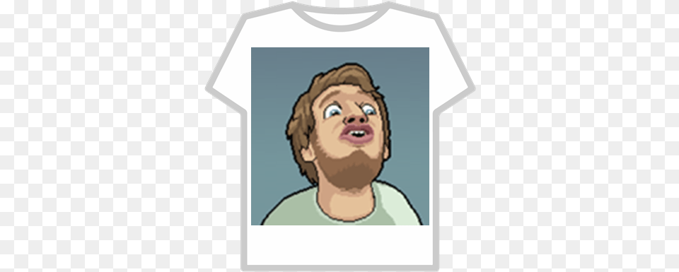 Pewdiepie Face 01 Roblox Green T Shirt, Clothing, T-shirt, Baby, Person Free Png