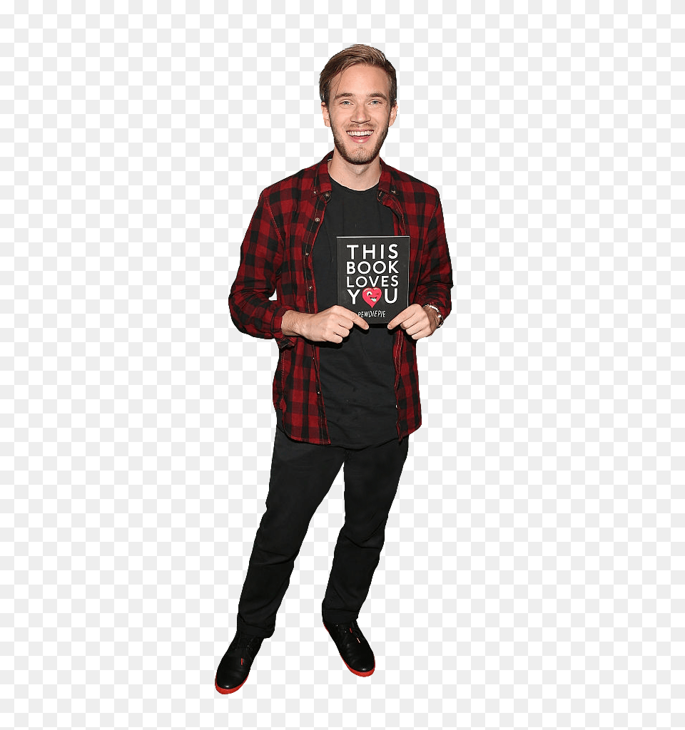 Pewdiepie Holding Book, Adult, Shirt, Clothing, Person Png