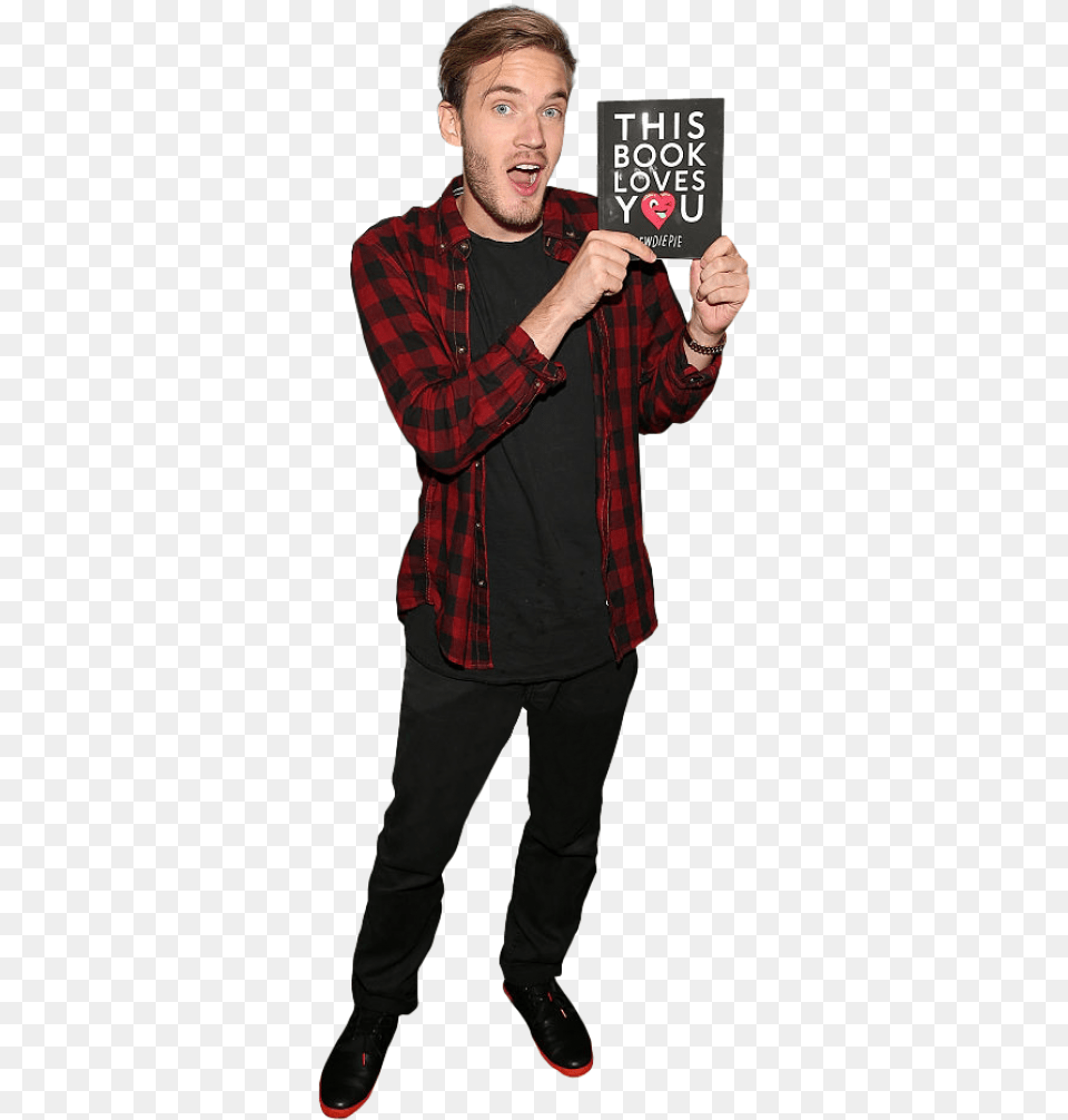 Pewdiepie Holding Book Image Pewdiepie, Photography, Shirt, Clothing, Face Free Png