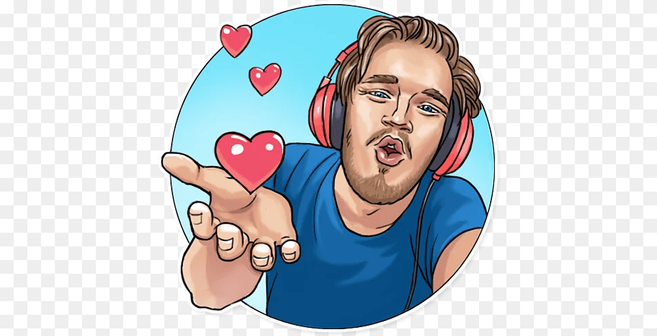 Pewdiepie Sending Love Sticker Sticker Mania, Adult, Male, Man, Person Free Png