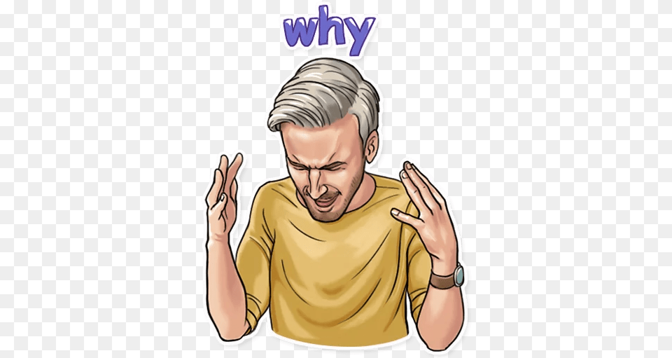 Pewdiepie Why Sticker Sticker Mania Happy, Adult, Photography, Person, Man Png