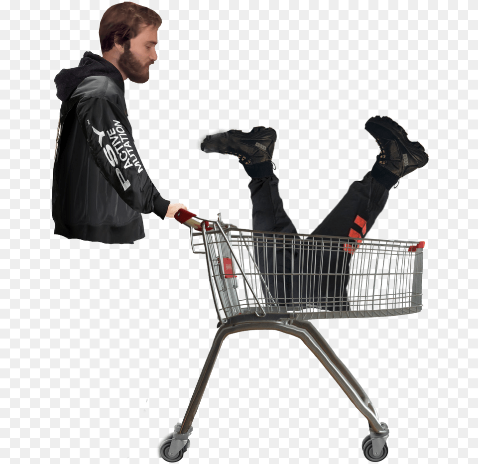 Pewdiepie With Shopping Cart, Clothing, Shoe, Footwear, Adult Free Transparent Png