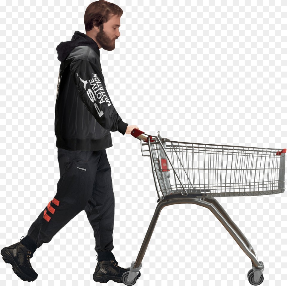 Pewdiepie With Shopping Cart, Boy, Male, Person, Teen Png