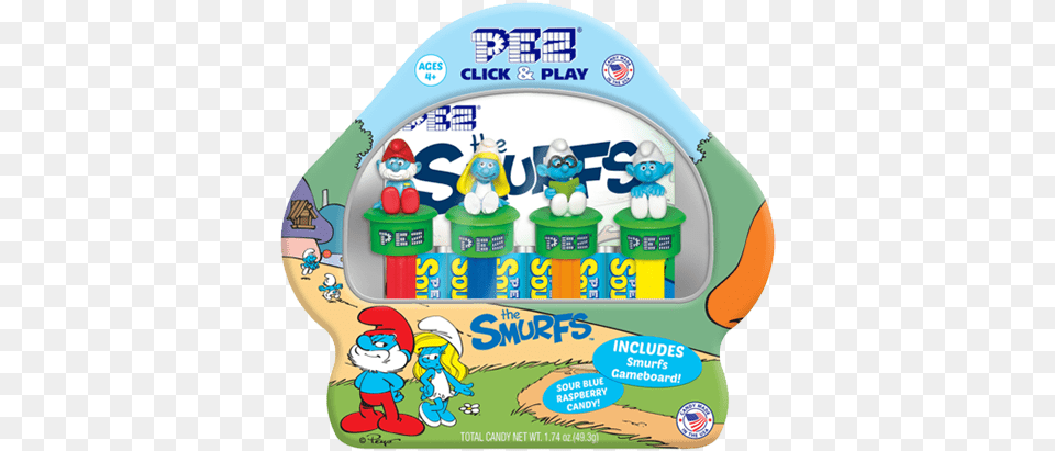 Pez Smurfs Click Amp Play Candy Dispenser Gift Tin Smurf Pez Tin, Baby, Person, Pez Dispenser Free Transparent Png