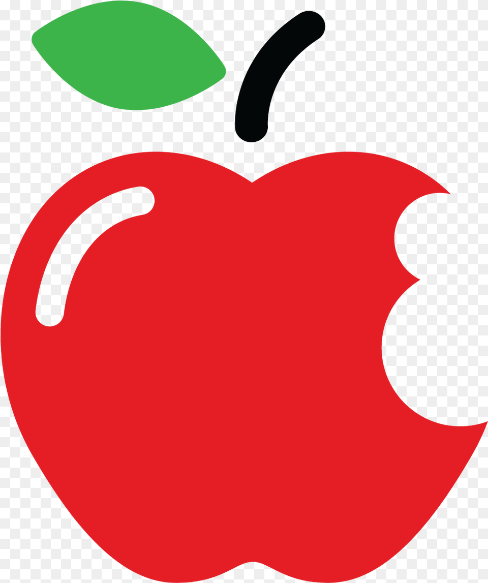 Pfe Bite Sized Learning Series Cartoon Apple With Bite Fruit Transparent Apple Symbol, Food, Plant, Produce, Leaf Free Png Download