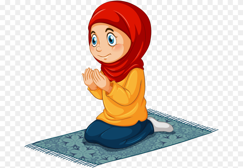 Preobrazovannij Muslim Girl Praying Clipart, Kneeling, Person, Baby, Face Png Image
