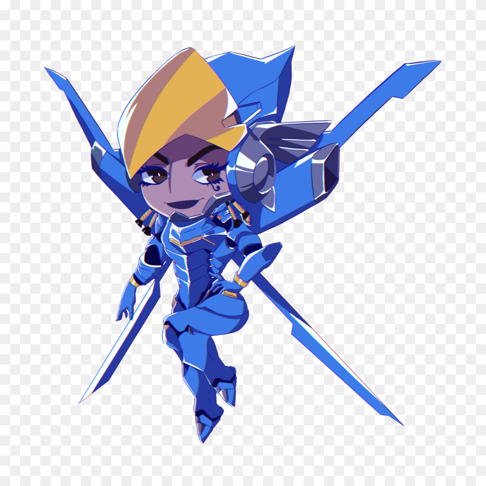 Pharah Chibi Sticker Design, Aircraft, Airplane, Transportation, Vehicle Free Transparent Png