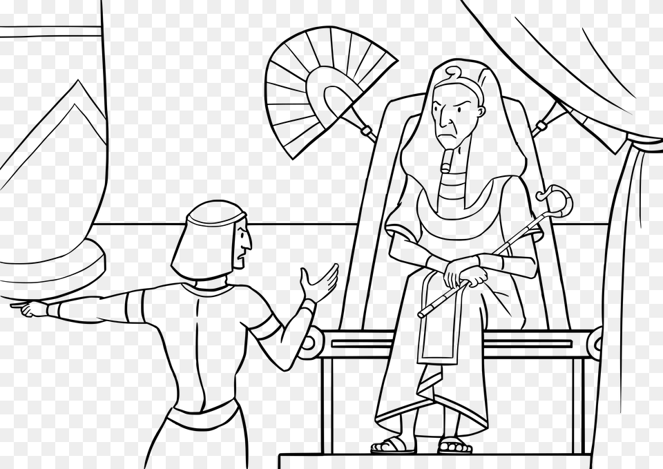 Pharaoh Coloring Pages Moses Talks To Pharaoh Coloring Page, Gray Png Image