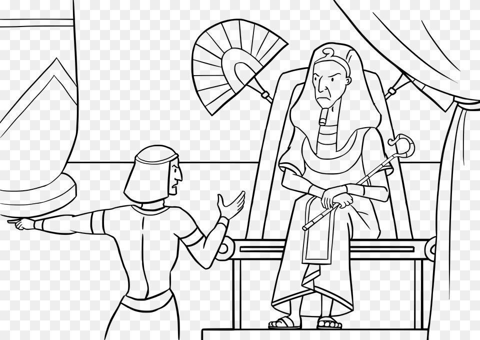 Pharaohs In The Bible Burning Bush Coloring Book Bible Moses Meet Pharaoh Clipart Black And White, Gray Png