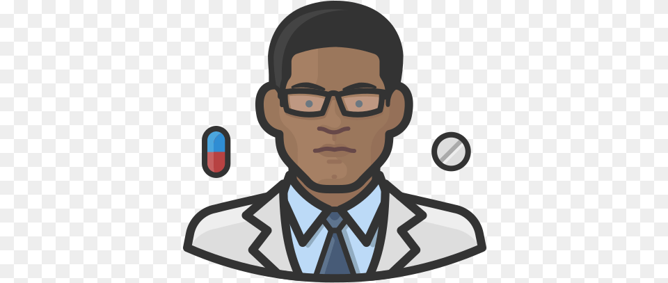 Pharmacist Black Male People Avatar Icon Of Health Black Male Scientist Emoji, Photography, Portrait, Person, Man Png