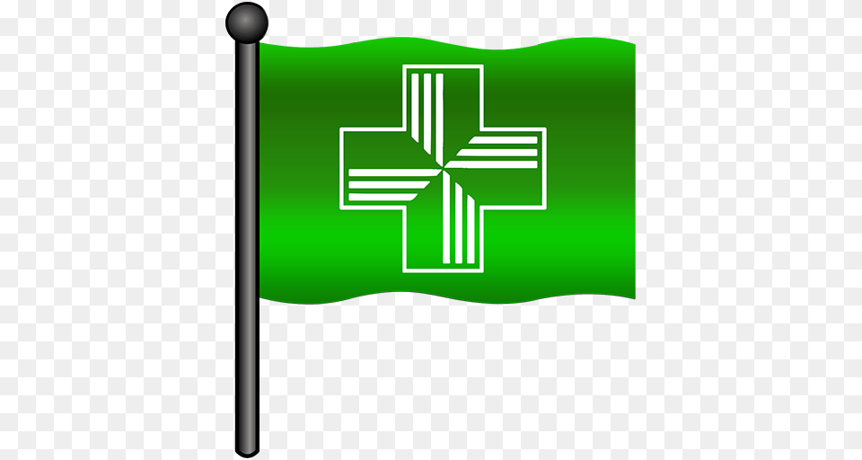 Pharmacy Green Flag Clipart Image, First Aid Free Png