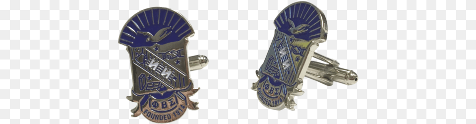 Phi Beta Sigma Fraternity Colored Silver Crest Cufflinks Badge, Logo, Symbol, Smoke Pipe Png