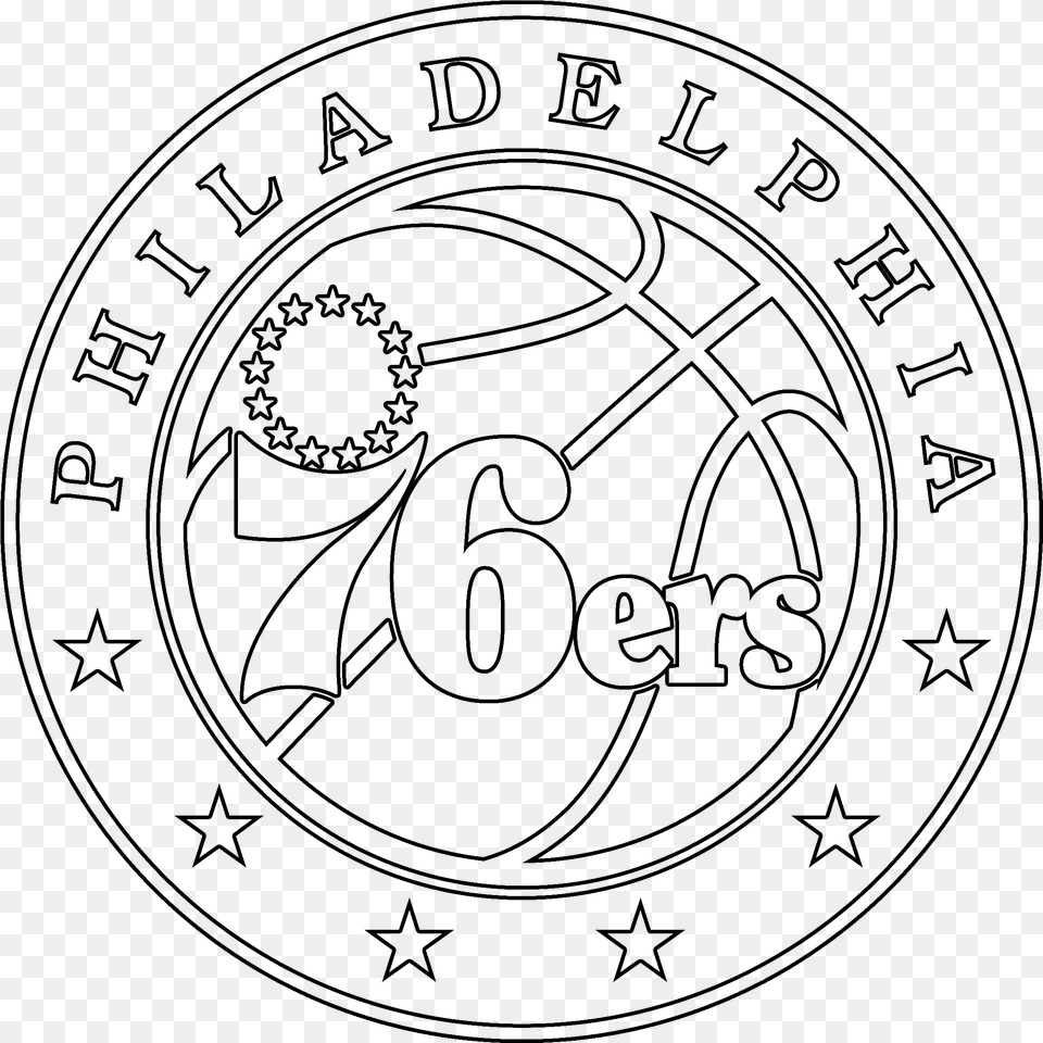 Philadelphia 76ers Logo Stencil Philadelphia 76ers Philadelphia 76ers Logo Coloring Pages, Gray Free Transparent Png