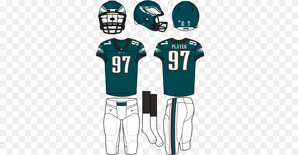 Philadelphia Eagles Home Uniform American Football Jersey Vector, Clothing, Helmet, Shirt, American Football Free Png Download