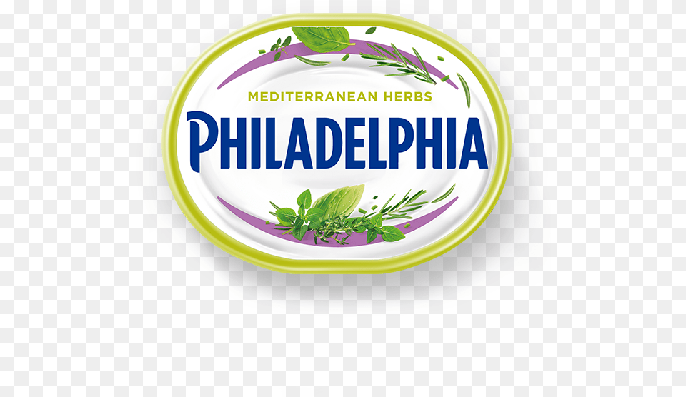 Philadelphia With Mediterranean Herbs Philadelphia Cream Cheese Light, Herbal, Plant, Plate Png Image
