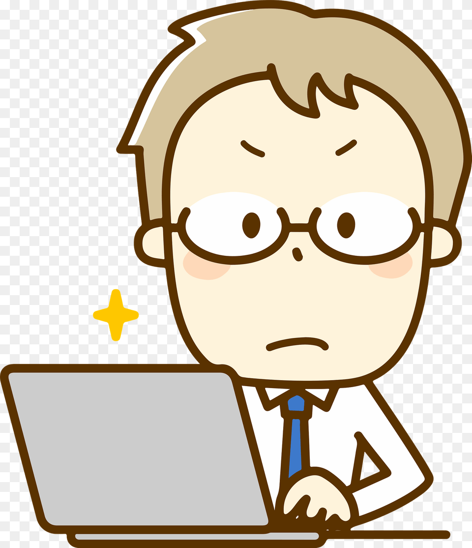 Philip Businessman Is Working On His Laptop Computer Clipart, Electronics, Pc, Accessories, Glasses Png Image