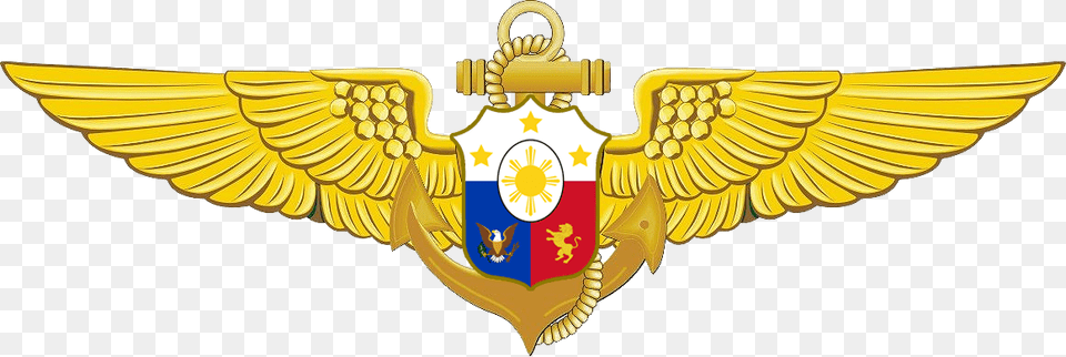 Philippine Navy Aviators Badge 8 Inch Navy Flight Officer Wings Decal, Emblem, Logo, Symbol, Animal Free Png