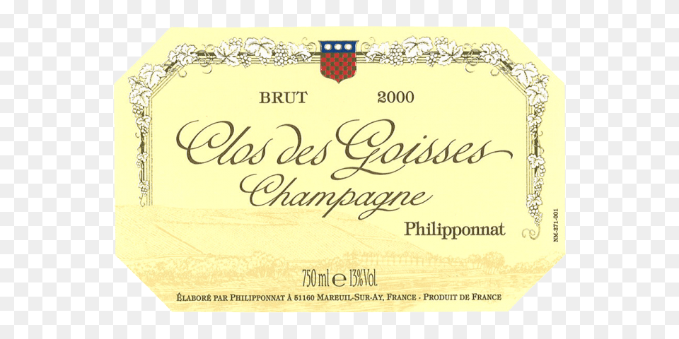 Philipponnat Clos Des Goisses Brut 2000 Label, Text Free Png