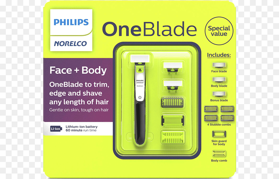 Philips Norelco Oneblade Face Body Electric Trimmer, Blade, Weapon, Razor Free Png